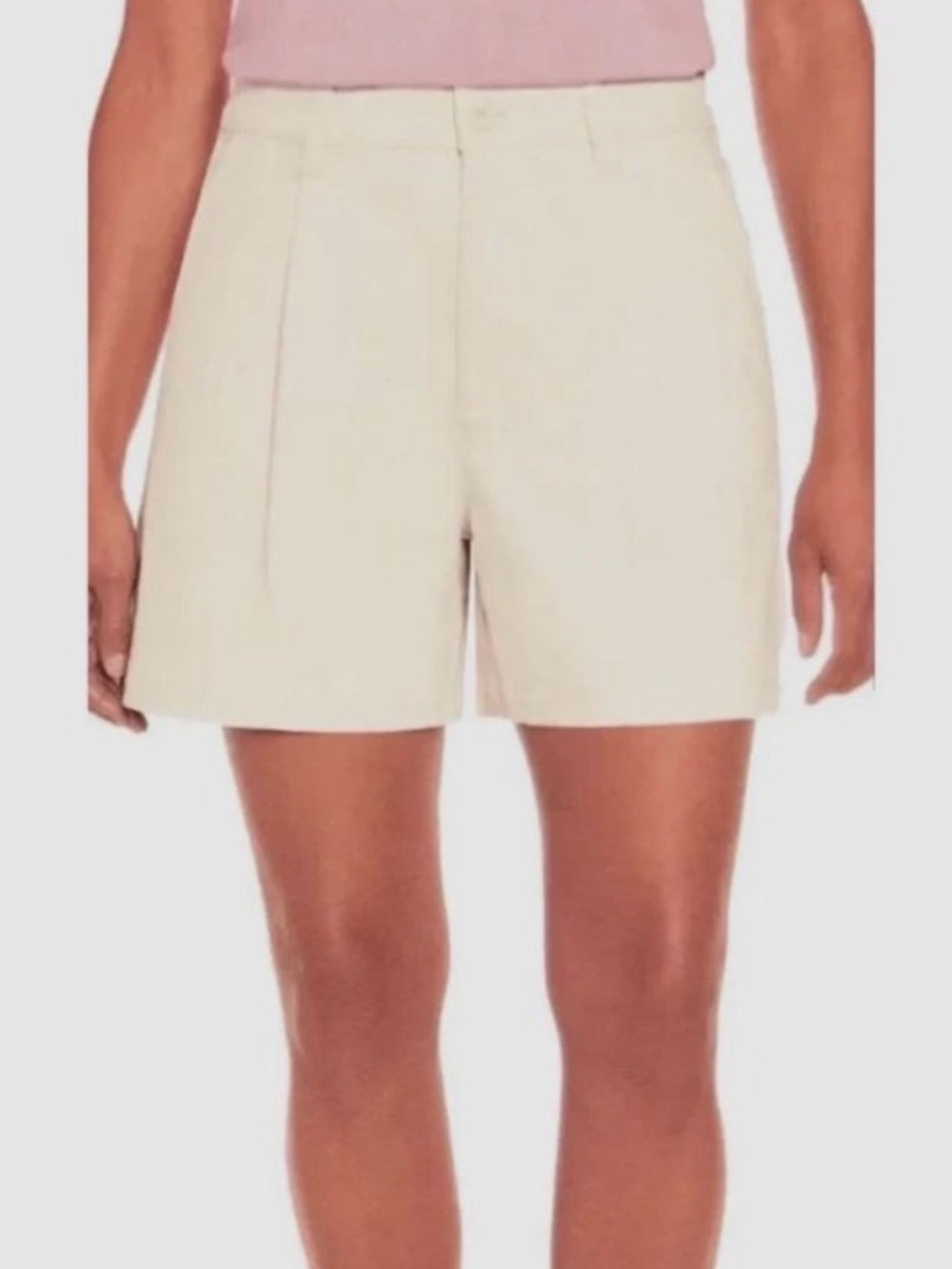 Banana Republic Cream Pleated High-Rise Shorts